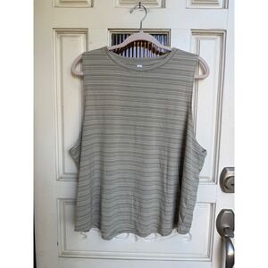 Athleta‎ Striped Sleeveless Tank Top Women's Green Beige Athletic Size 1X